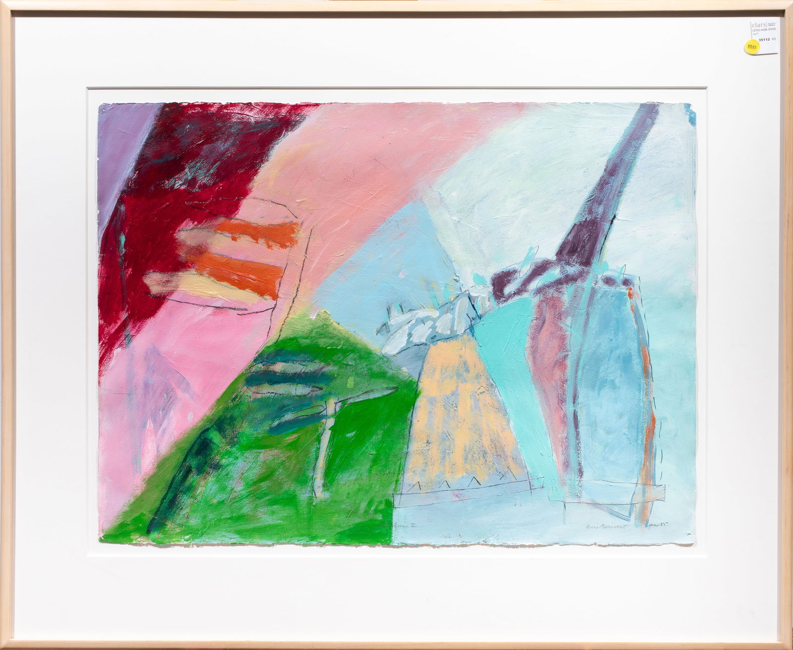 Work on paper, Louise Boisvert: Louise Boisvert (Canadian, 1955-2014), "Jardin Fotoger," acrylic on paper, signed lower right, overall (with frame): 33"h x 40"w