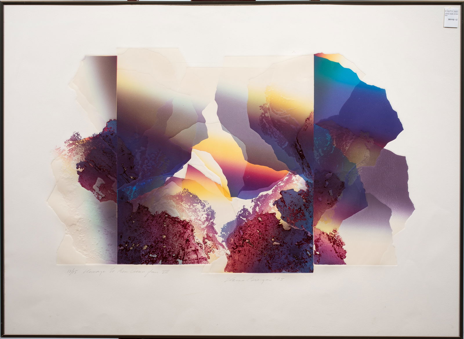 Print, Elaine Breiger: Elaine Breiger (American, b. 1933), "Homage to Ben Cunningham VII," 1975, etching with aquatint, pencil signed and dated lower right, titled lower left, overall (with frame): 31"h x 42"w