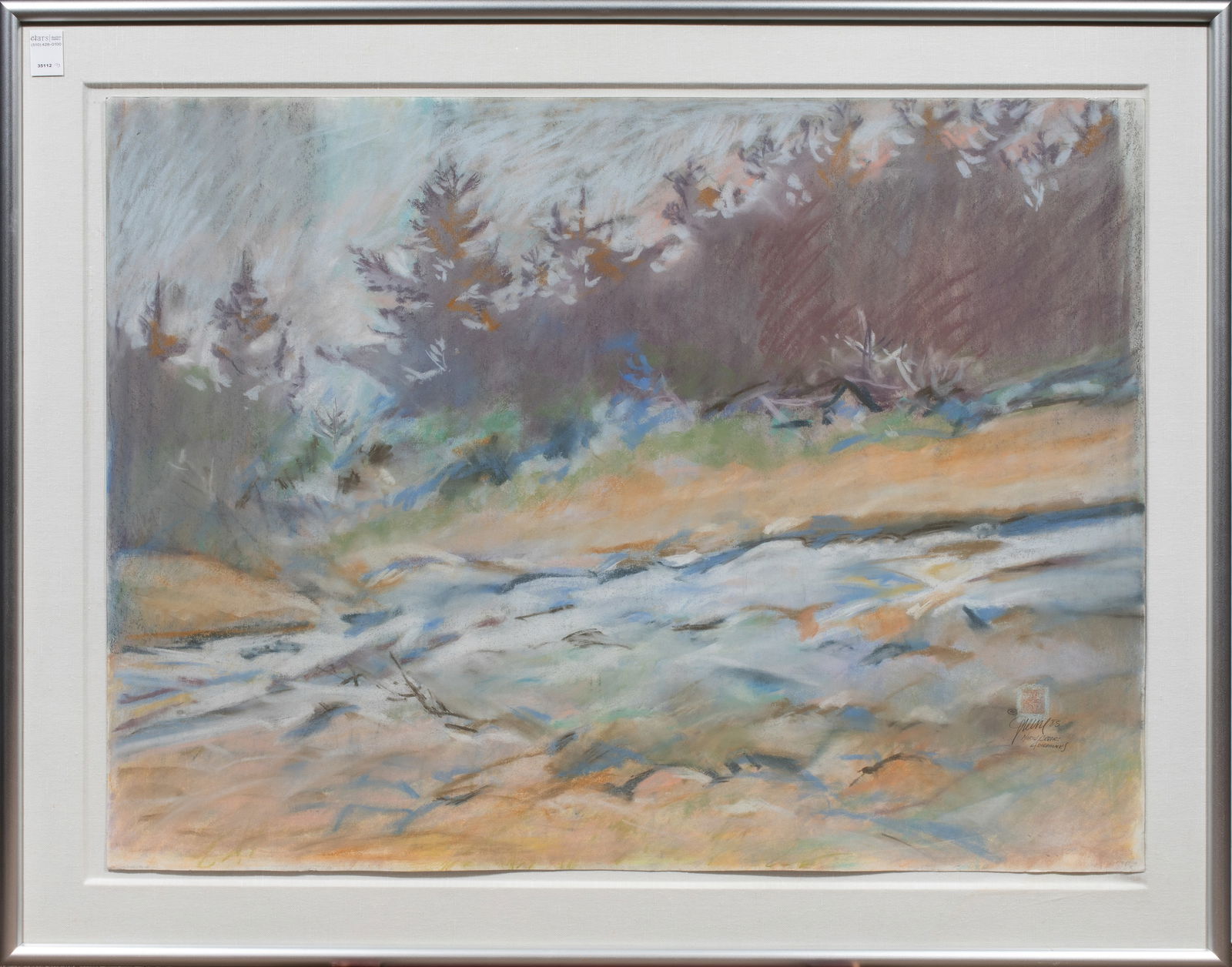 Work on paper, Tom Green: Tom Green (American, 20th century), "North Creek, Adirondacks," 1985, pastel on paper, signed, titled, and dated lower right, overall (with frame): 38"h x 47.5"w