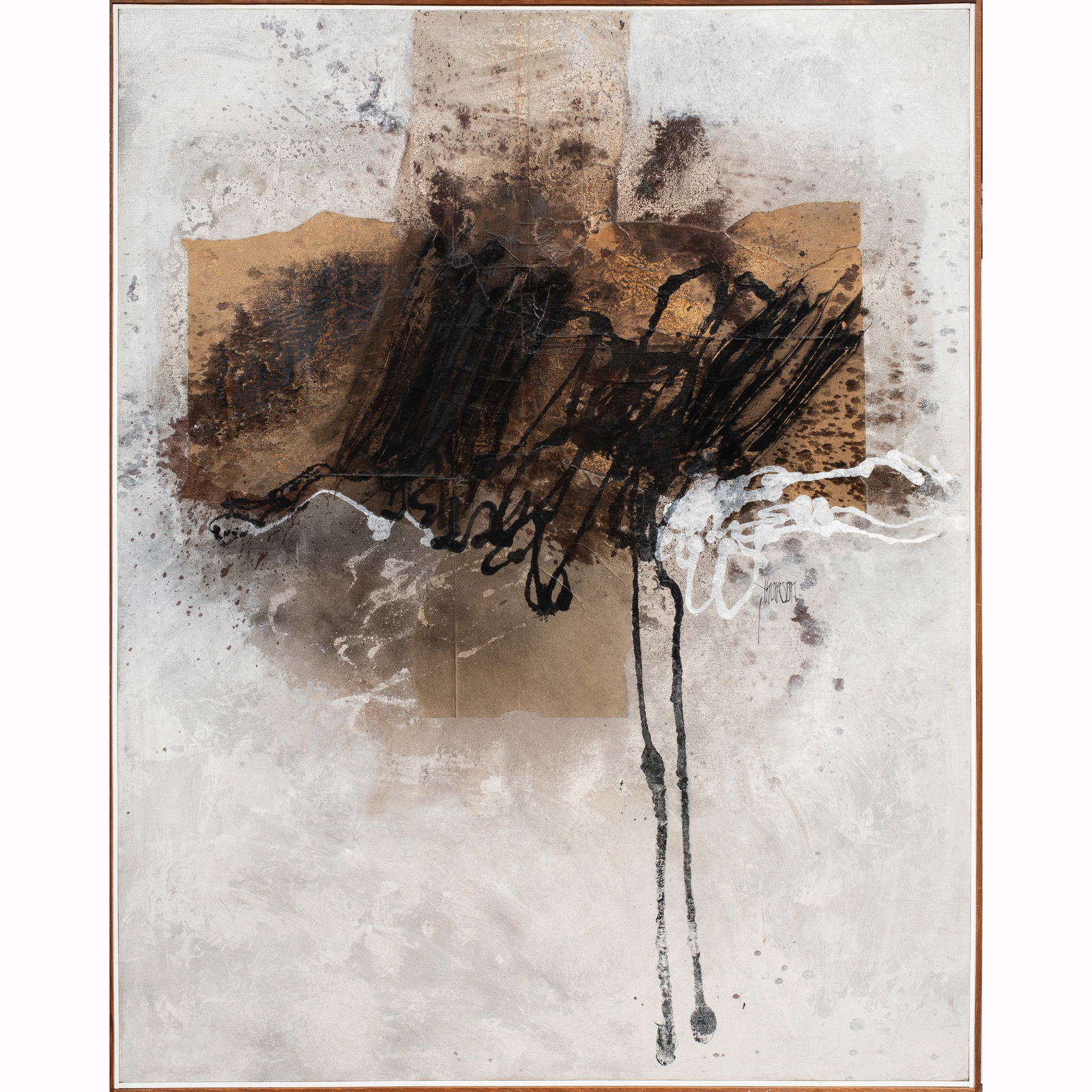 Painting, John O. Thomson: John O. Thomson (American, 20th century), "Keep It There," 1978, mixed media on canvas, overall (with frame): 59.25"h x 47.25"w