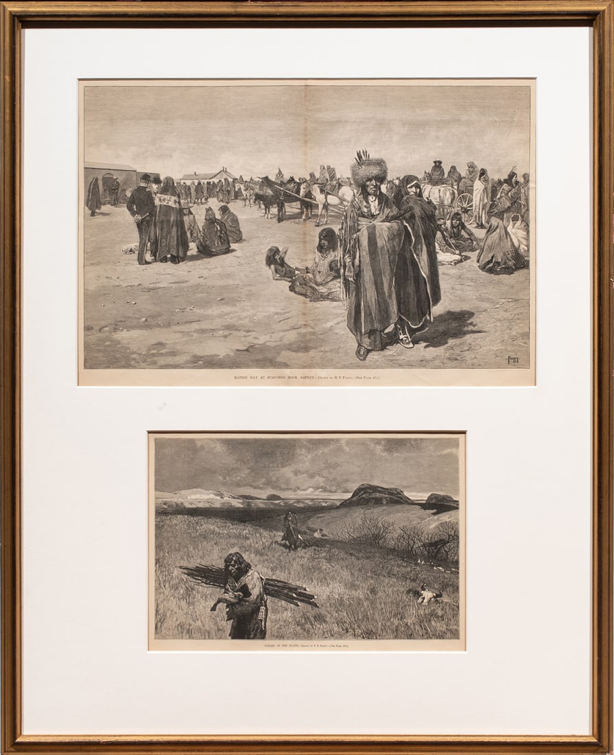 Prints, After H.F. Farny: After H.F. Farny (American/French, 1847-1916), Illustrations of Native Americans, lithographs, overall (with frame): 32.5"h x 26.5"w