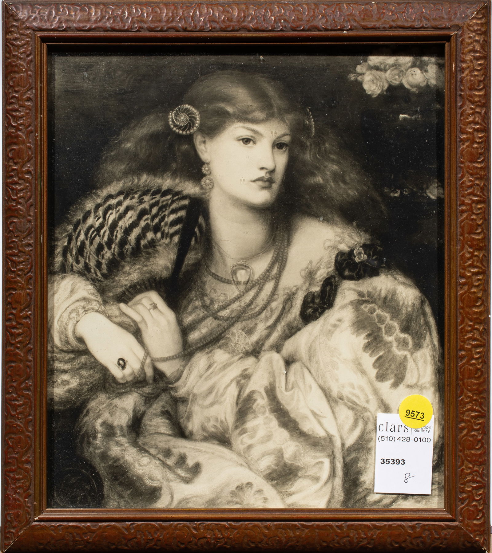 Print, After Dante Gabriel Rossetti: After Dante Gabriel Rossetti (British, 1828-1882), "Monna Vanna," offset print, overall (with frame): 12.5"h x 11"w