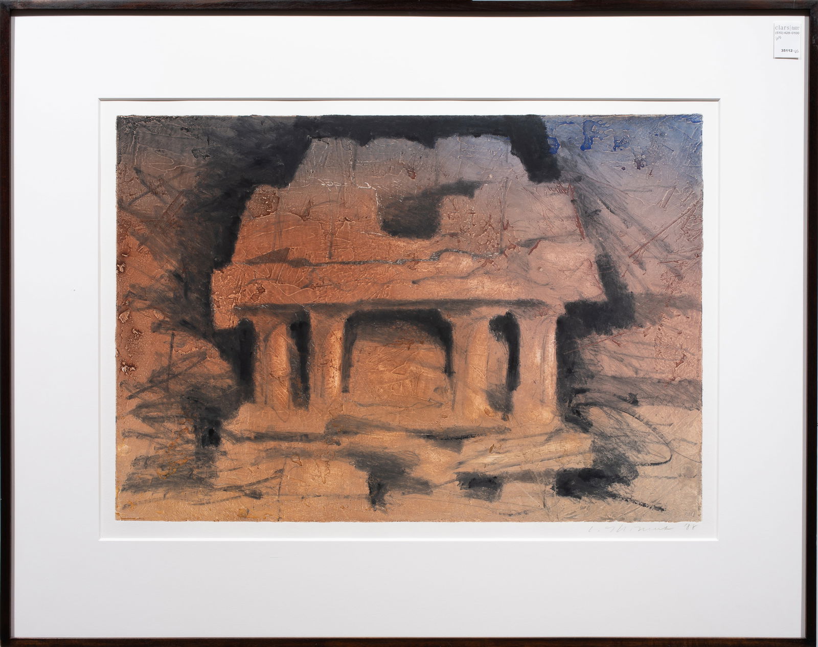 Print, Larry Thomas: Larry Thomas (American, b. 1943), "Temple Light," 1988, monotype, pencil signed and dated lower right, overall (with frame): 31.75"h x 40"w