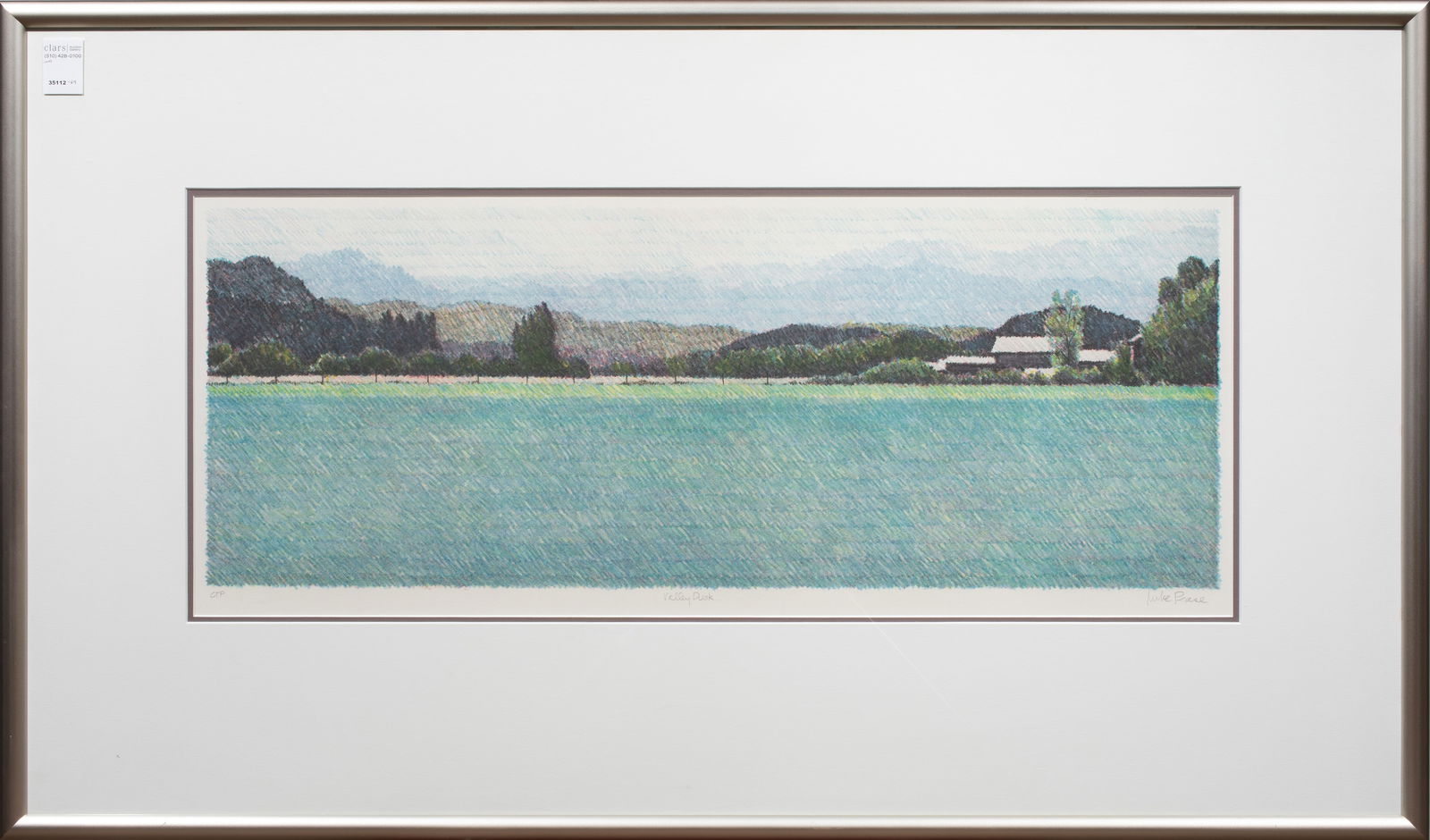 Print, Michael Pease: Michael Pease (American, 20th century), "Valley Dusk," lithograph, pencil signed lower right, edition CTP, overall (with frame): 26.5"h x 45"w