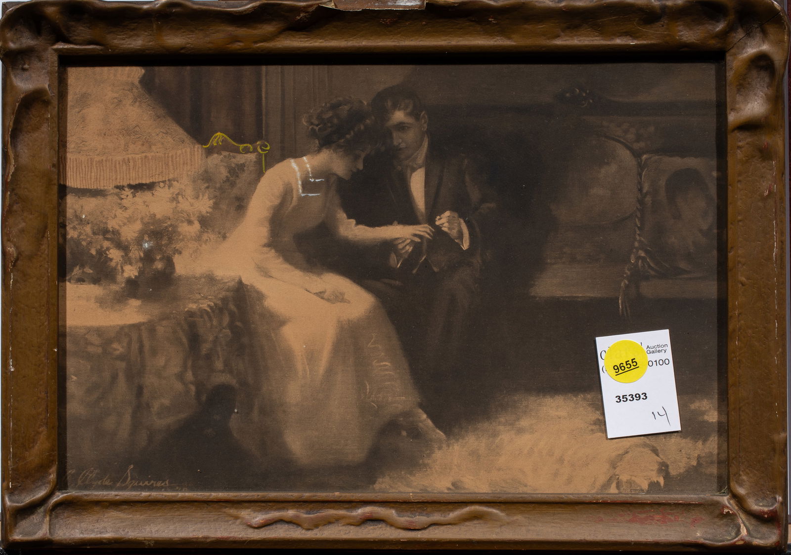 Print, After C. Clyde Squires: After C. Clyde Squires (American, 1883-1970), Sweethearts, offset print, overall (with frame): 9.5"h x 13.5"w