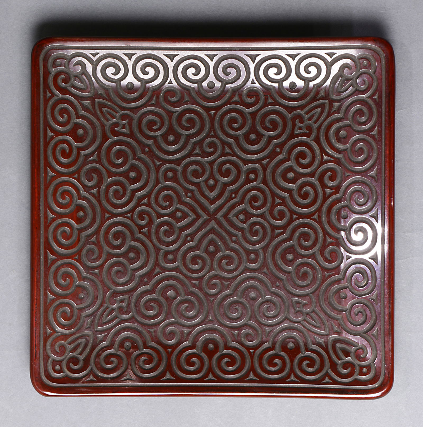 A Chinese Cinnabar Lacquer Square tray (1 of 4)