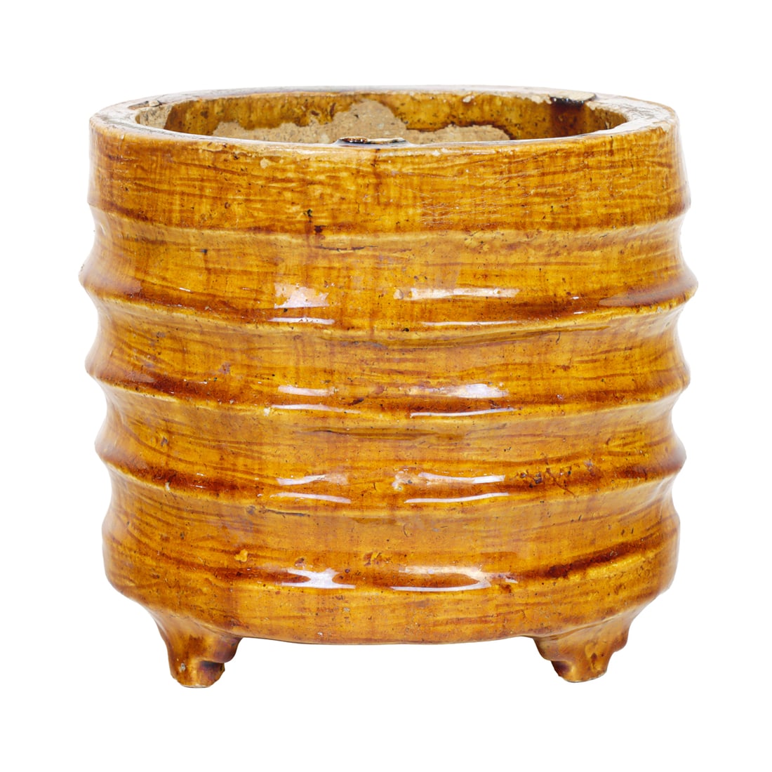 A Chinese amber glazed tripod censer (1 of 5)