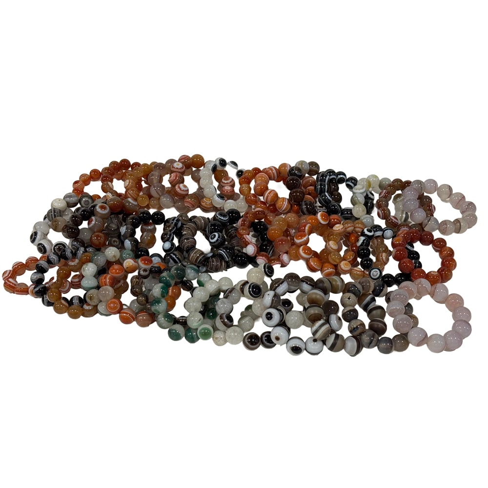 A group of Chinese agate bracelets: A group of Chinese agate bracelets. From 2" to 2.5" inner diameter.