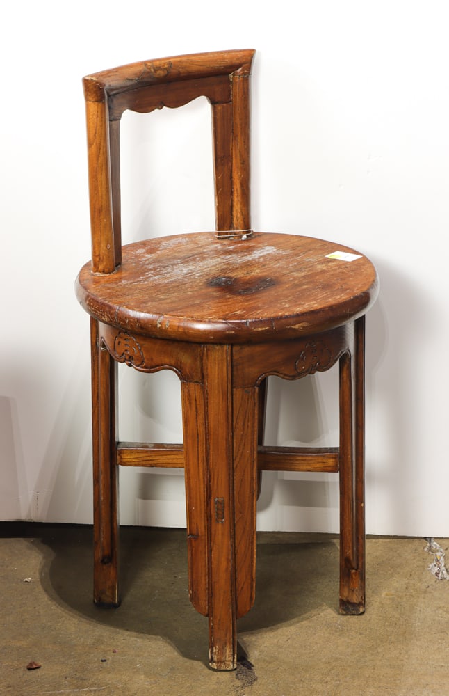 A Chinese elm wood side chair: A Chinese elm wood side chair. Shanxi province, late 19th century, 32"h x 17"w.