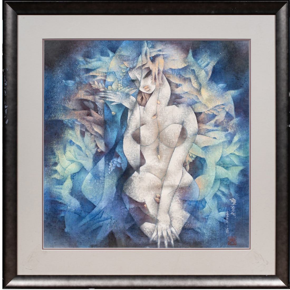 Xiong Huiming (born 1957) - The Distant Dream: Xiong Huiming (born 1957) - The Distant Dream. Gouache on paper, dated 2009, signed lower right, framed and glazed, 31.5"h x 31.5"w.