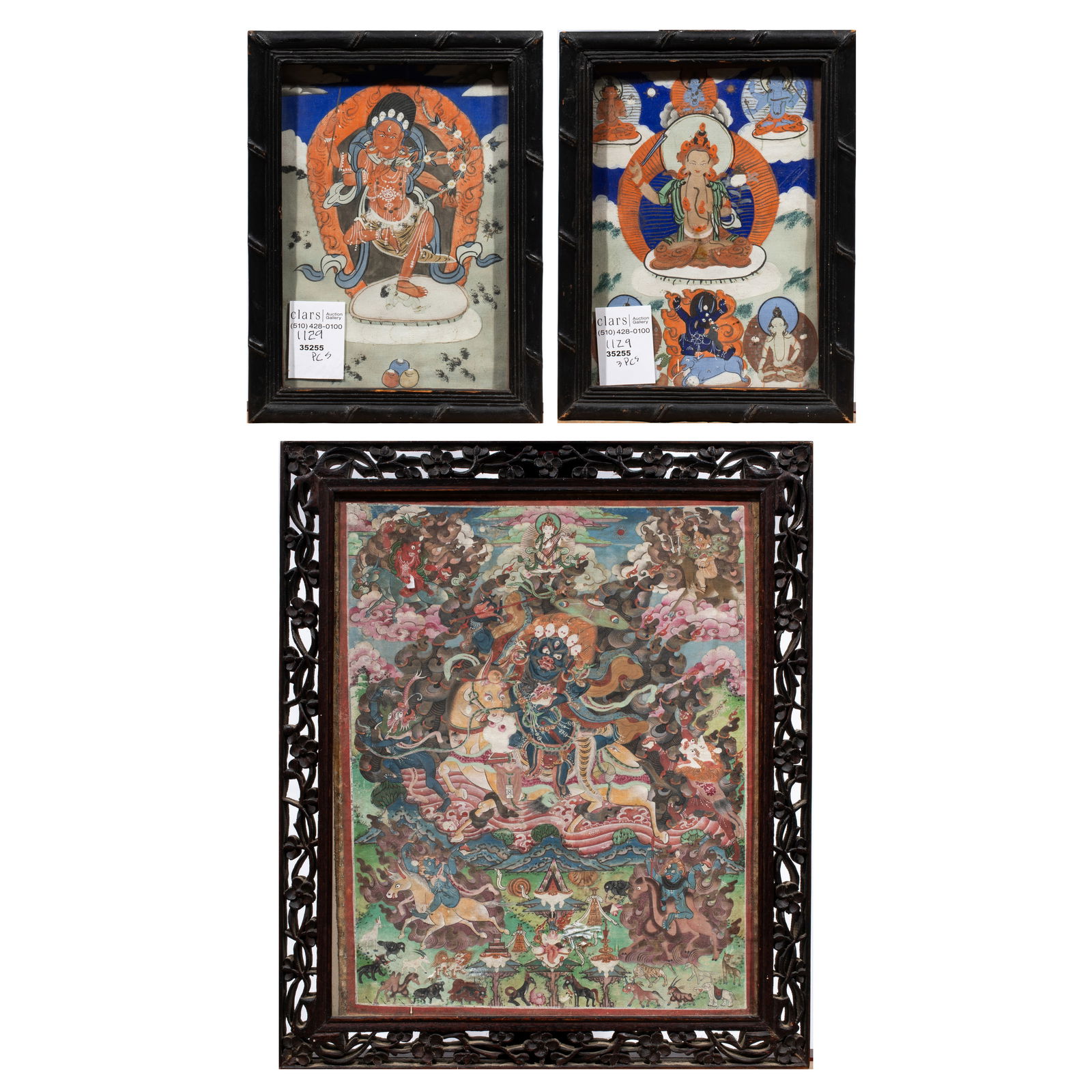 (lot of 3) Tibetan thangka and fragments (1 of 4)