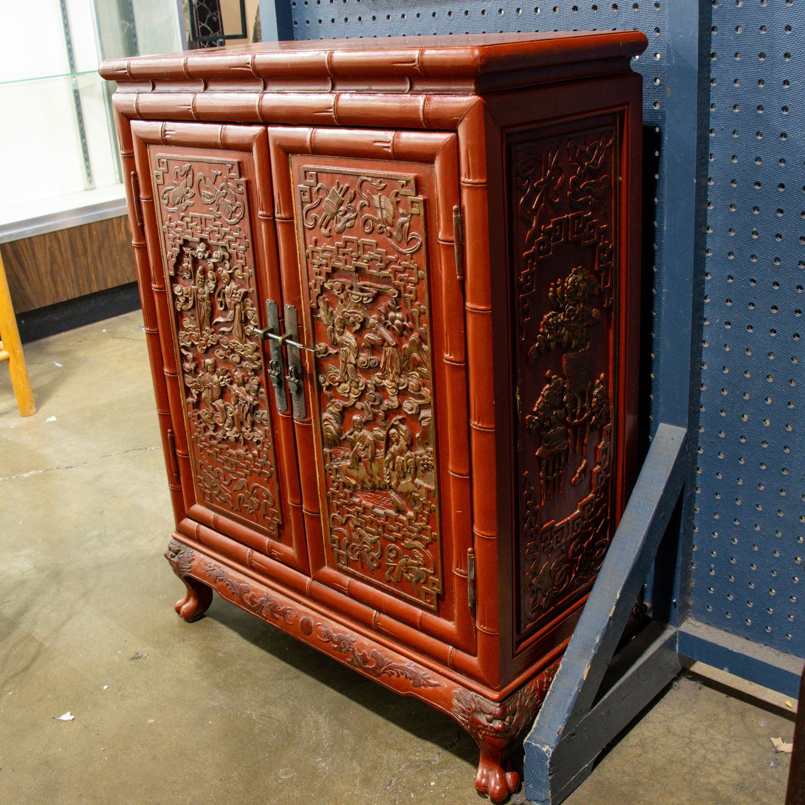 A Chinese red-lacquered hardwood cabinet (1 of 1)