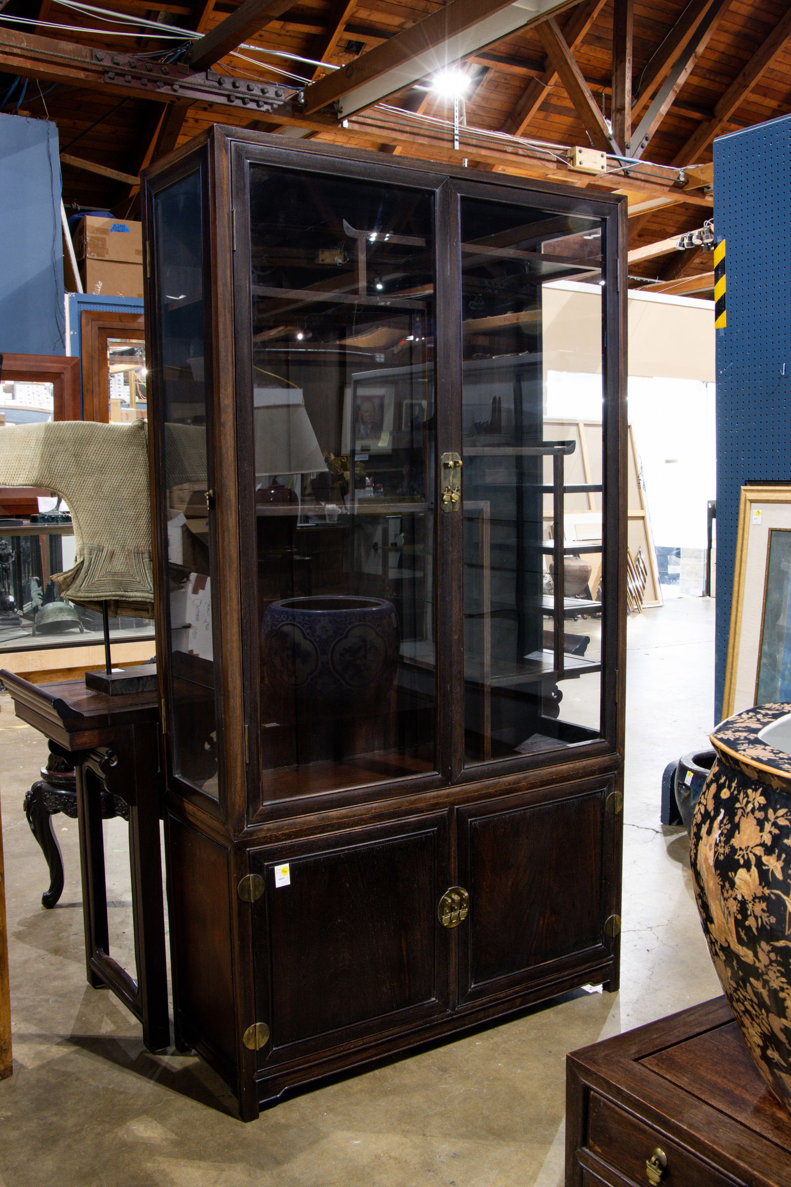 (lot of 2) Chinese hardwood display cabinets (1 of 2)