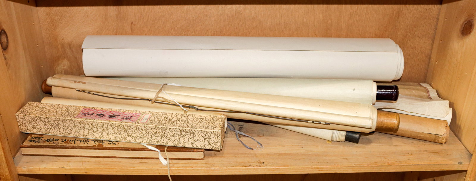 A Shelf of Chinese painting and book: A Shelf of Chinese painting and book. Ink and color on paper.