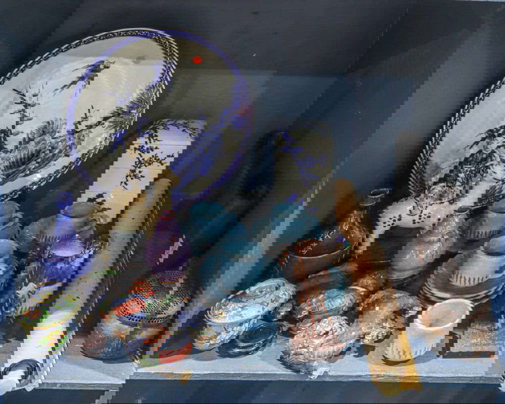 A group of Asian decorative items: A group of Asian decorative items. 20th century, 19" widest.