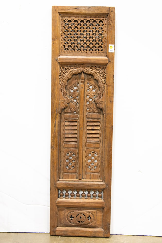 An Indian carved wood window: An Indian carved wood window. 18th century, 54"h x 14.5"w.