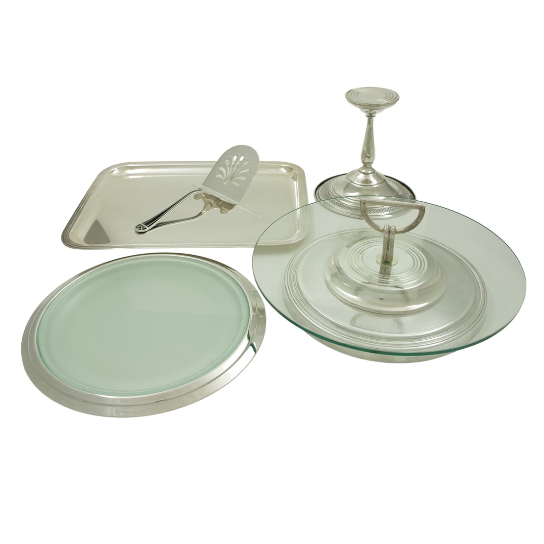 A group of Christofle silverplate and an American weighted sterling pedestal dish (1 of 2)