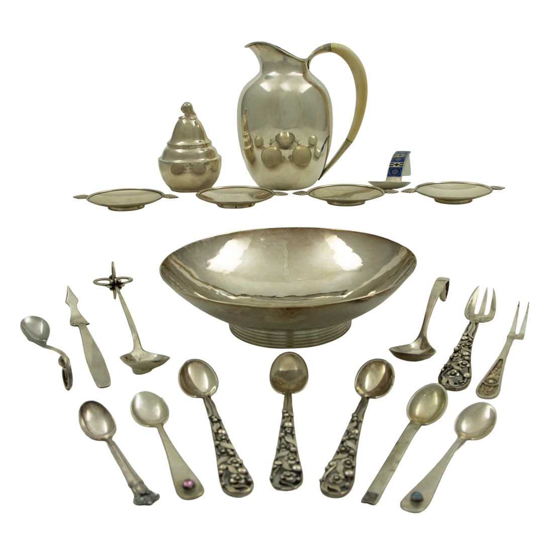 A group of Scandinavian 800-standard silver and sterling table articles (1 of 9)