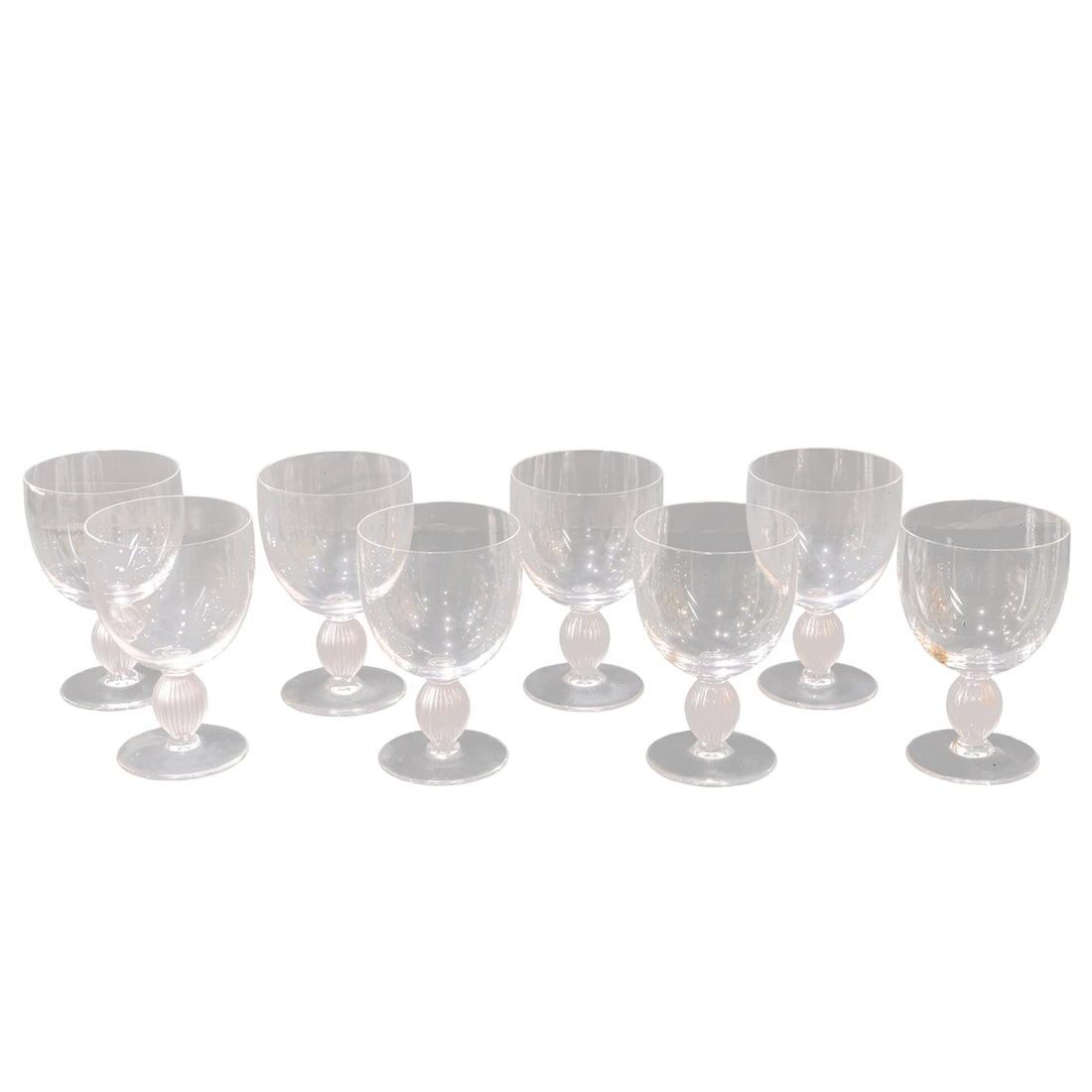 A set of eight Lalique glass Langeaus goblets (1 of 4)