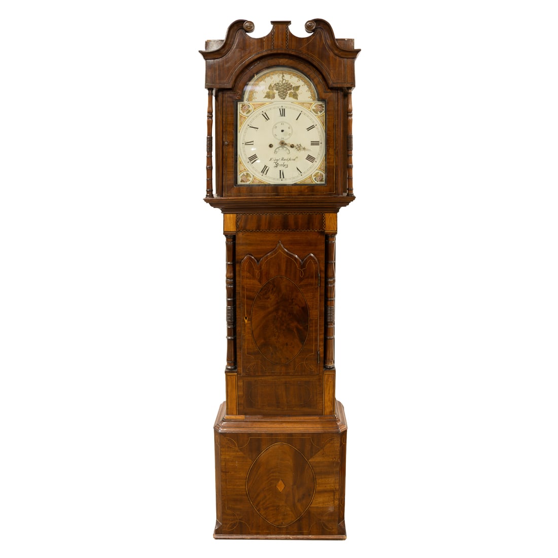 An English inlaid mahogany tall case clock (1 of 5)