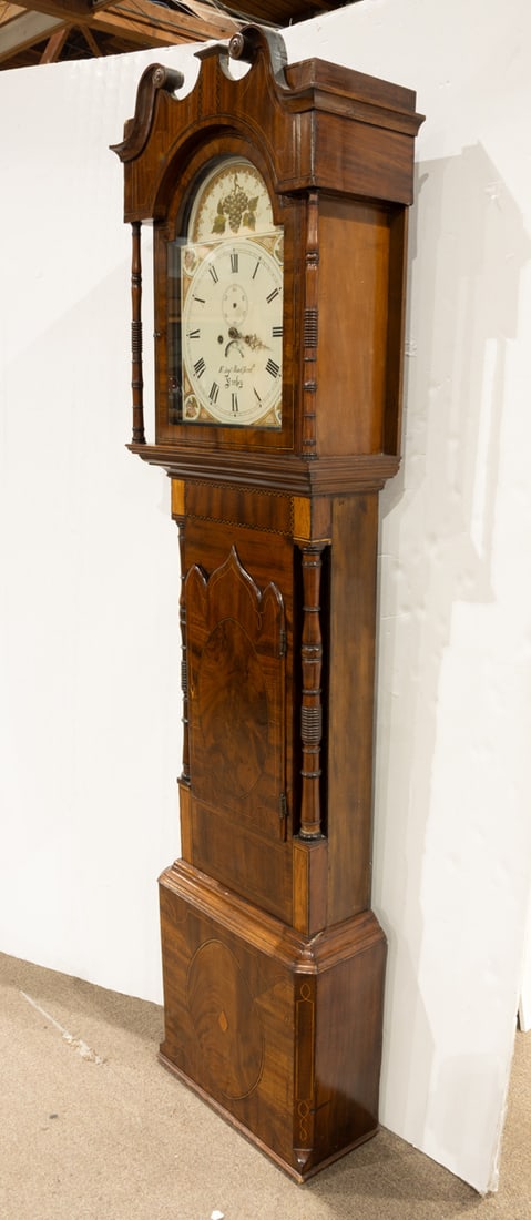 An English inlaid mahogany tall case clock (1 of 4)