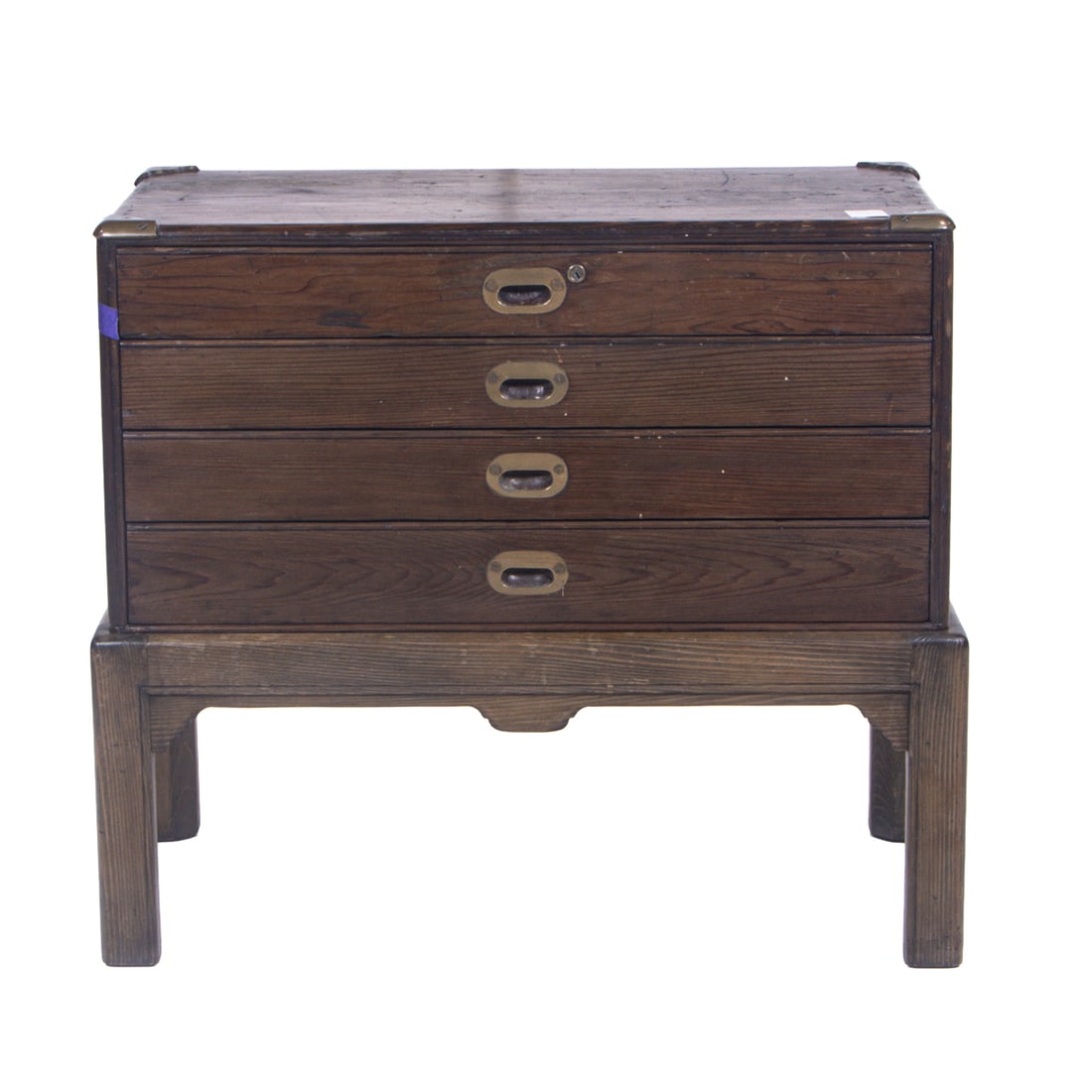 A Campaign style brass bound collector's cabinet (1 of 3)