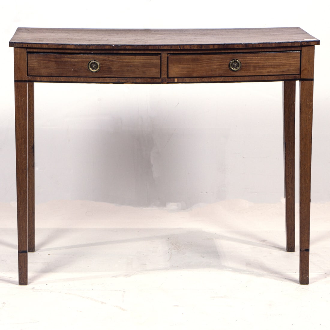 A George III style inlaid bow front writing table (1 of 4)