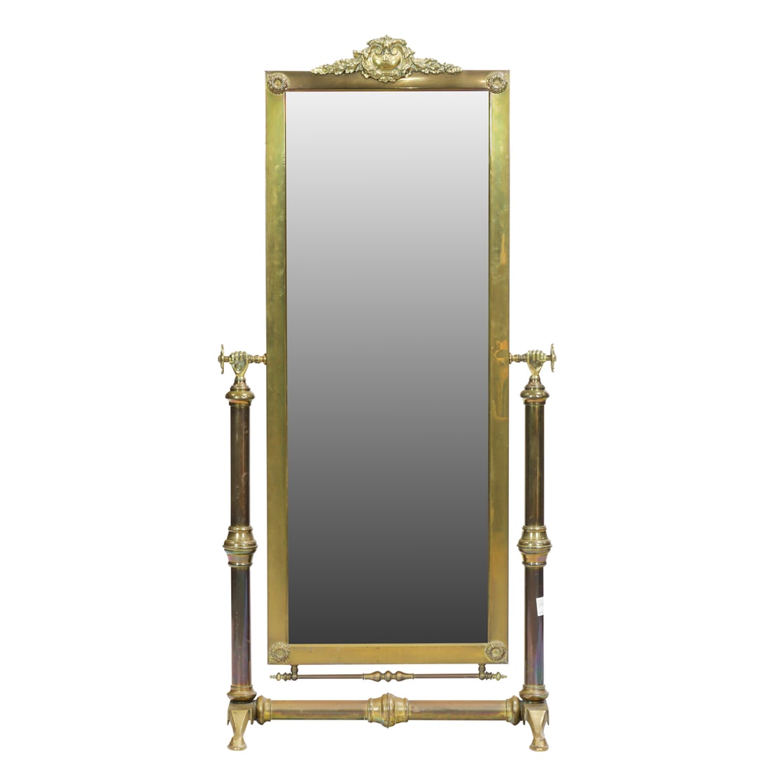 A Victorian style brass cheval mirror (1 of 4)