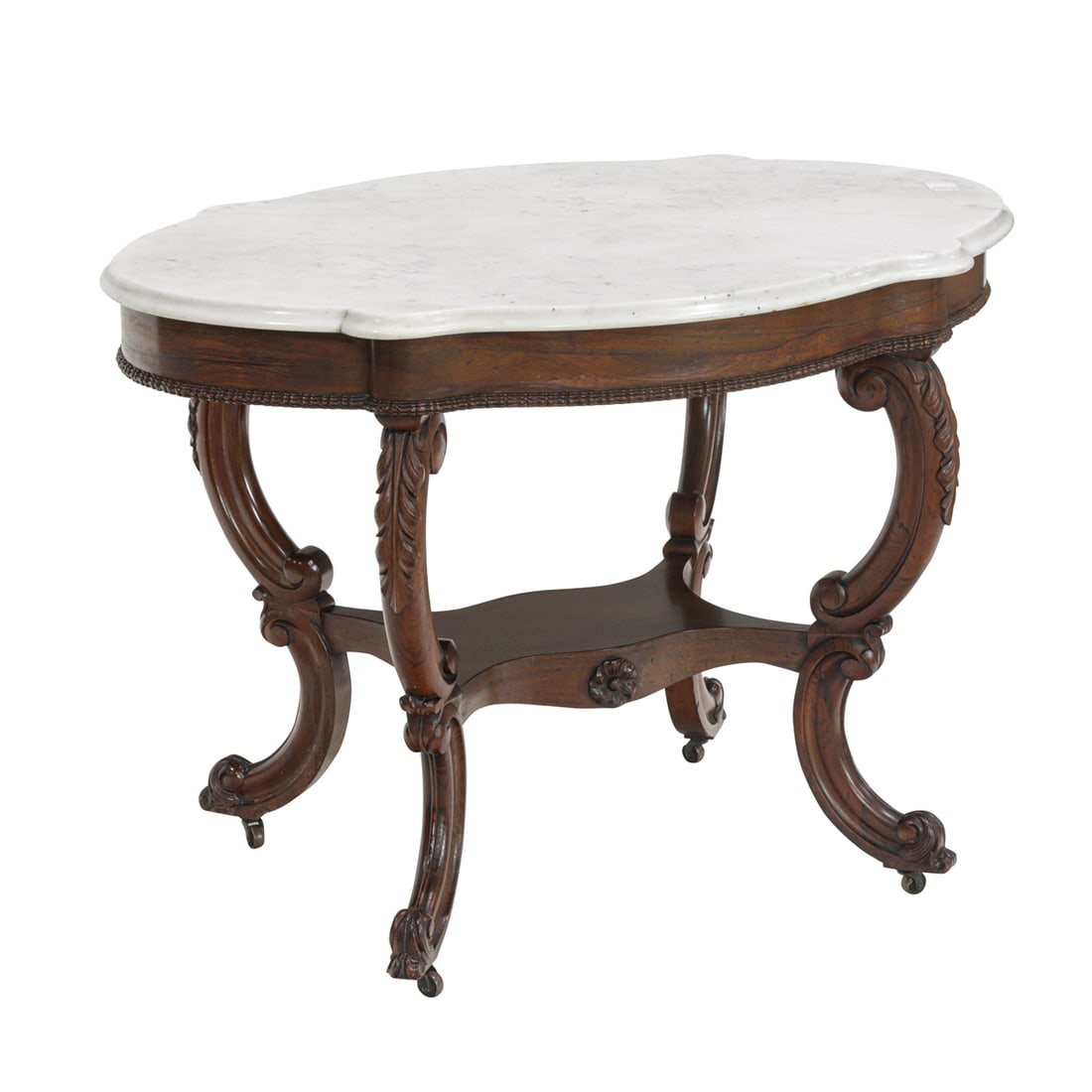 A Victorian rosewood center table with marble top (1 of 4)
