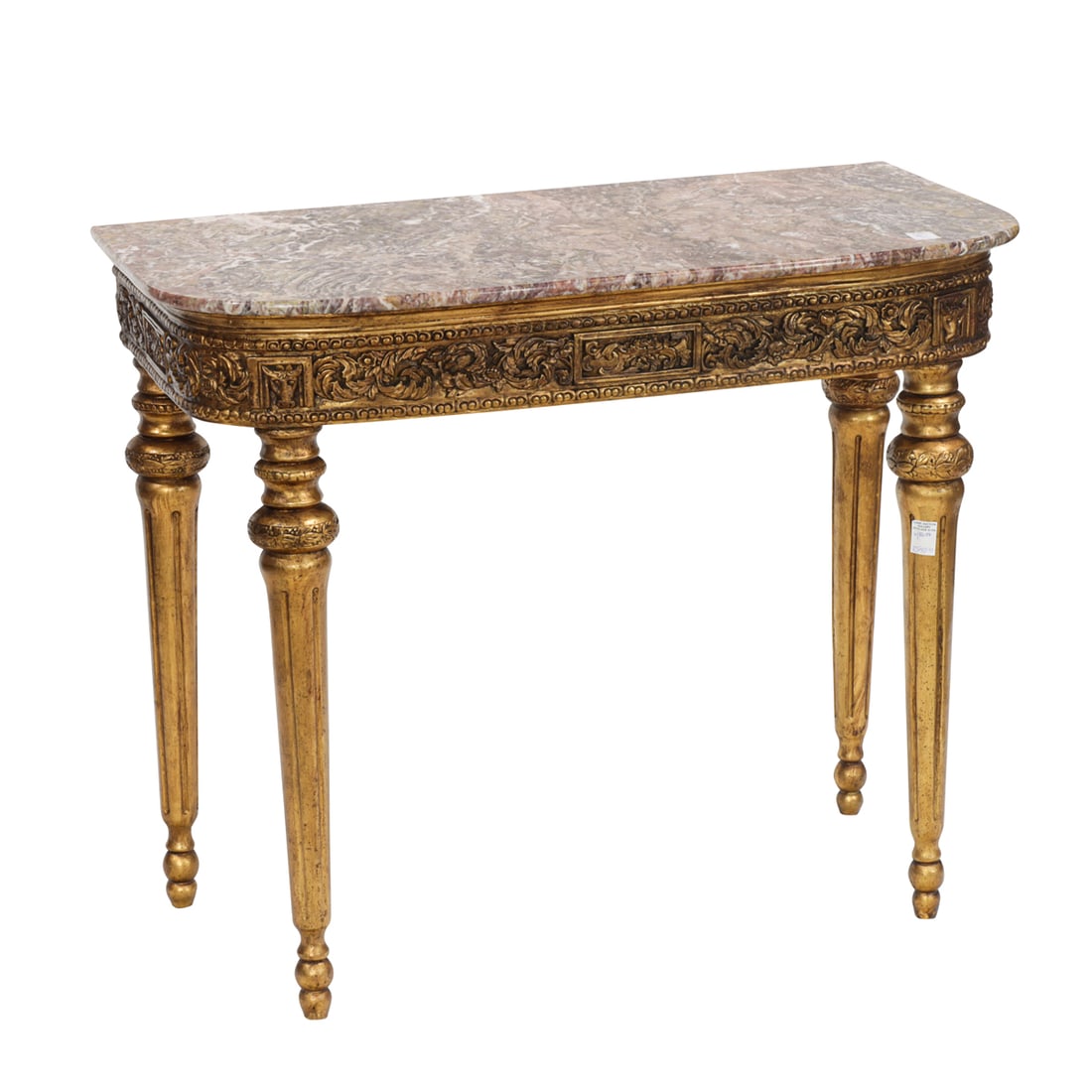 A Louis XVI style giltwood console table with variegated marble top (1 of 4)