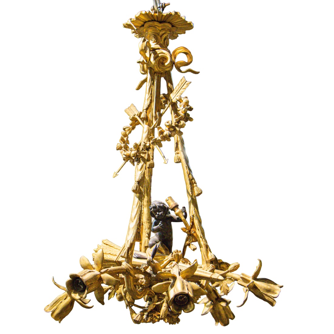A Belle Epoque gilt and patinated bronze figural eight-light chandelier (1 of 5)