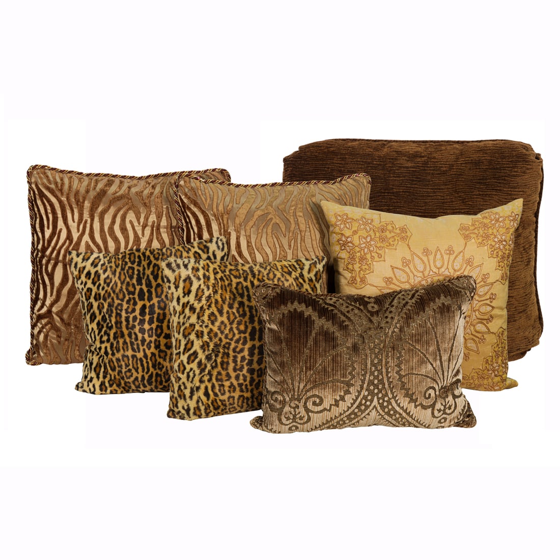A group of seven pillows including faux leopard and zebra patterns (1 of 6)