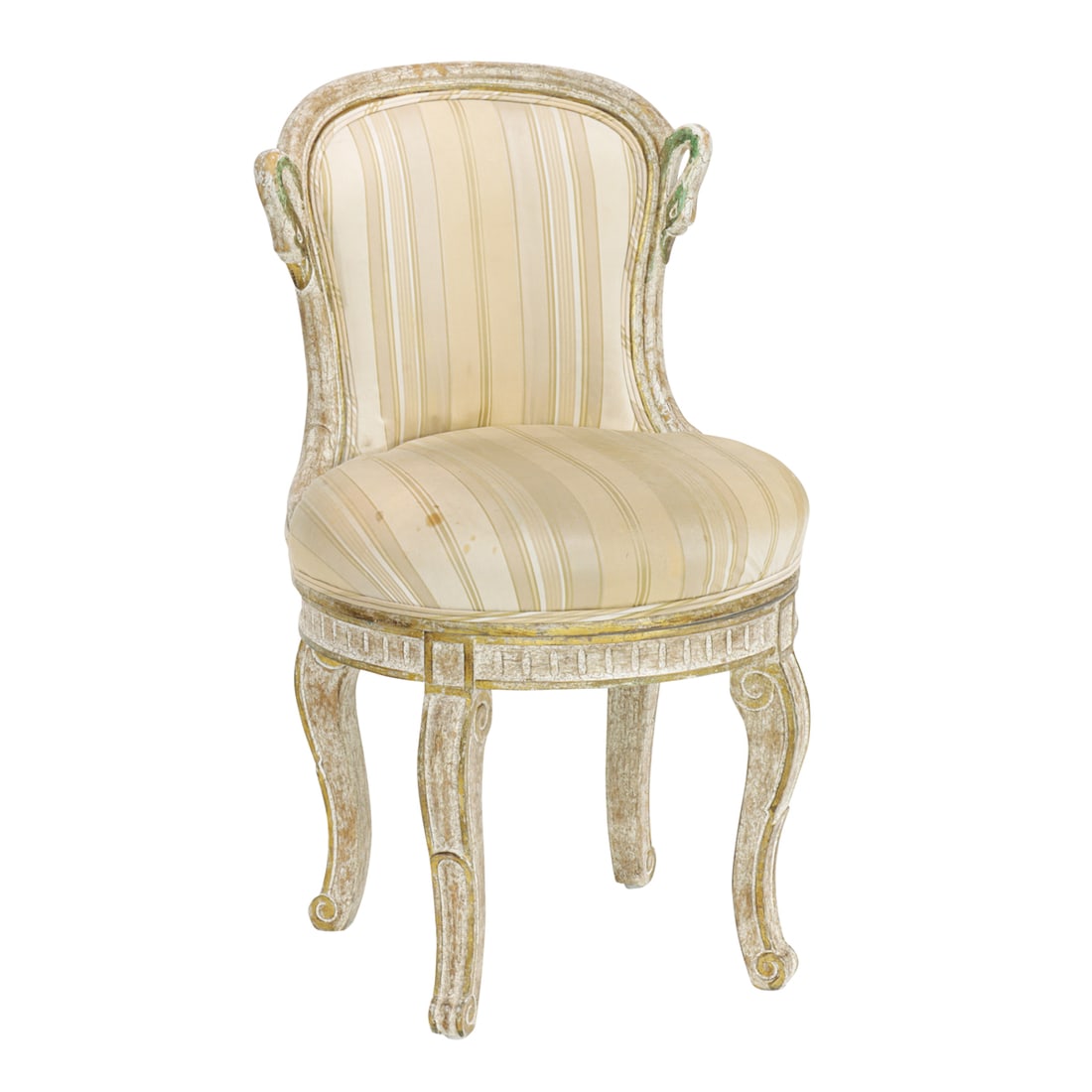 A Louis XVI style polychrome decorated upholstered swivel chair (1 of 4)