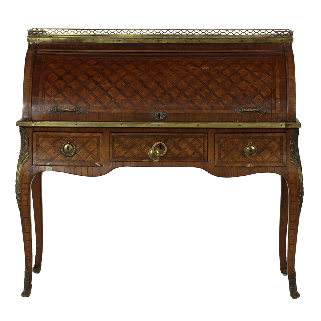 A French marquetry decorated cylinder desk, circa 1850 (1 of 7)