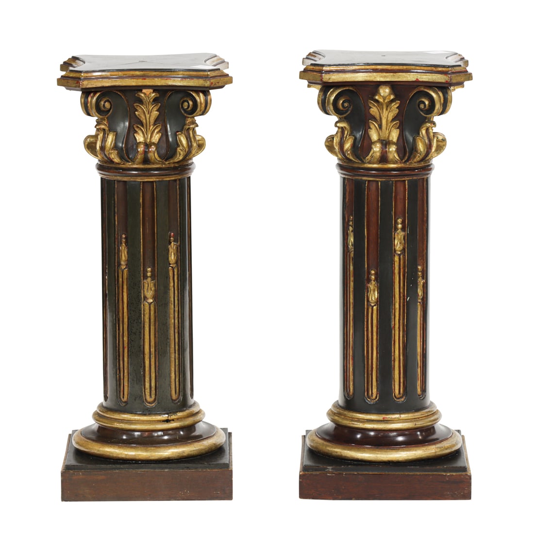 A pair of Neoclassical style painted and parcel giltwood columnar pedestals (1 of 5)