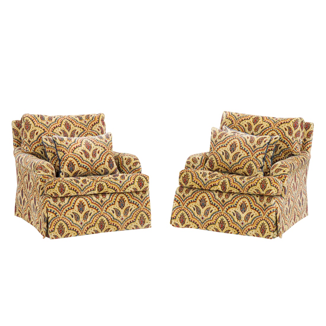 A pair of paisley chenille upholstered club chairs (1 of 4)