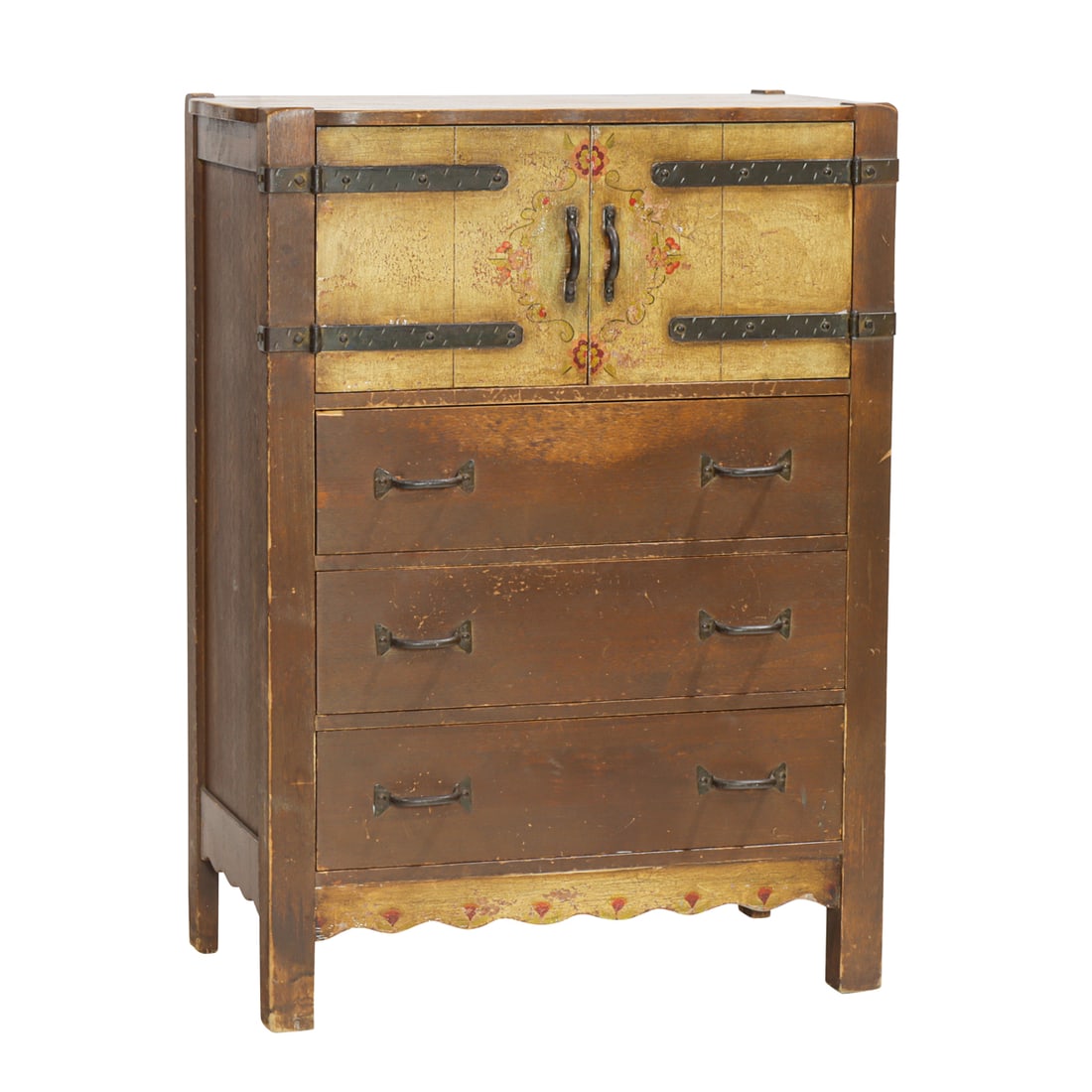 A Monterey (Los Angeles) paint decorated and wrought bachelors chest (1 of 5)