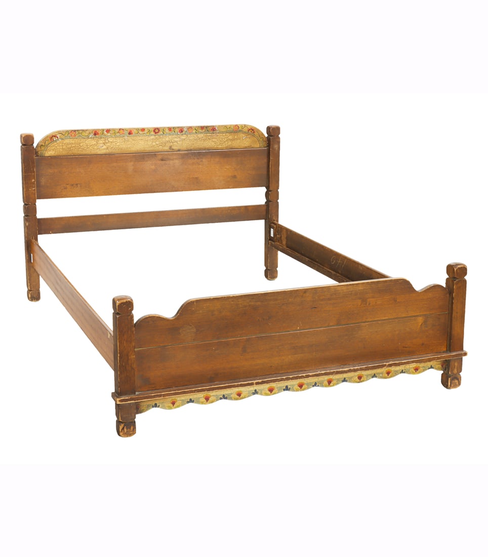 A Monterey (Los Angeles) paint decorated full size bed (1 of 6)