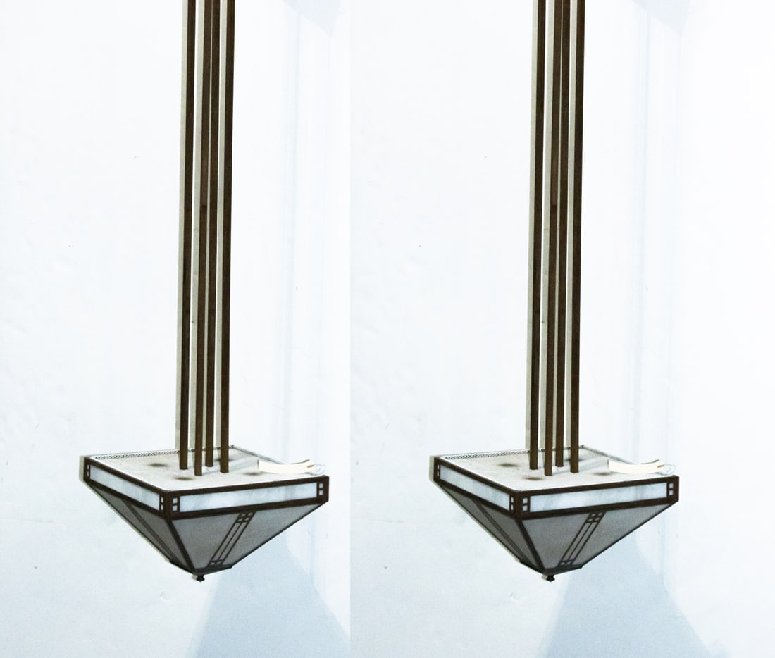 A large pair of Arroyo Craftsman hanging chandeliers in the Huntington Island pattern variant (1 of 3)