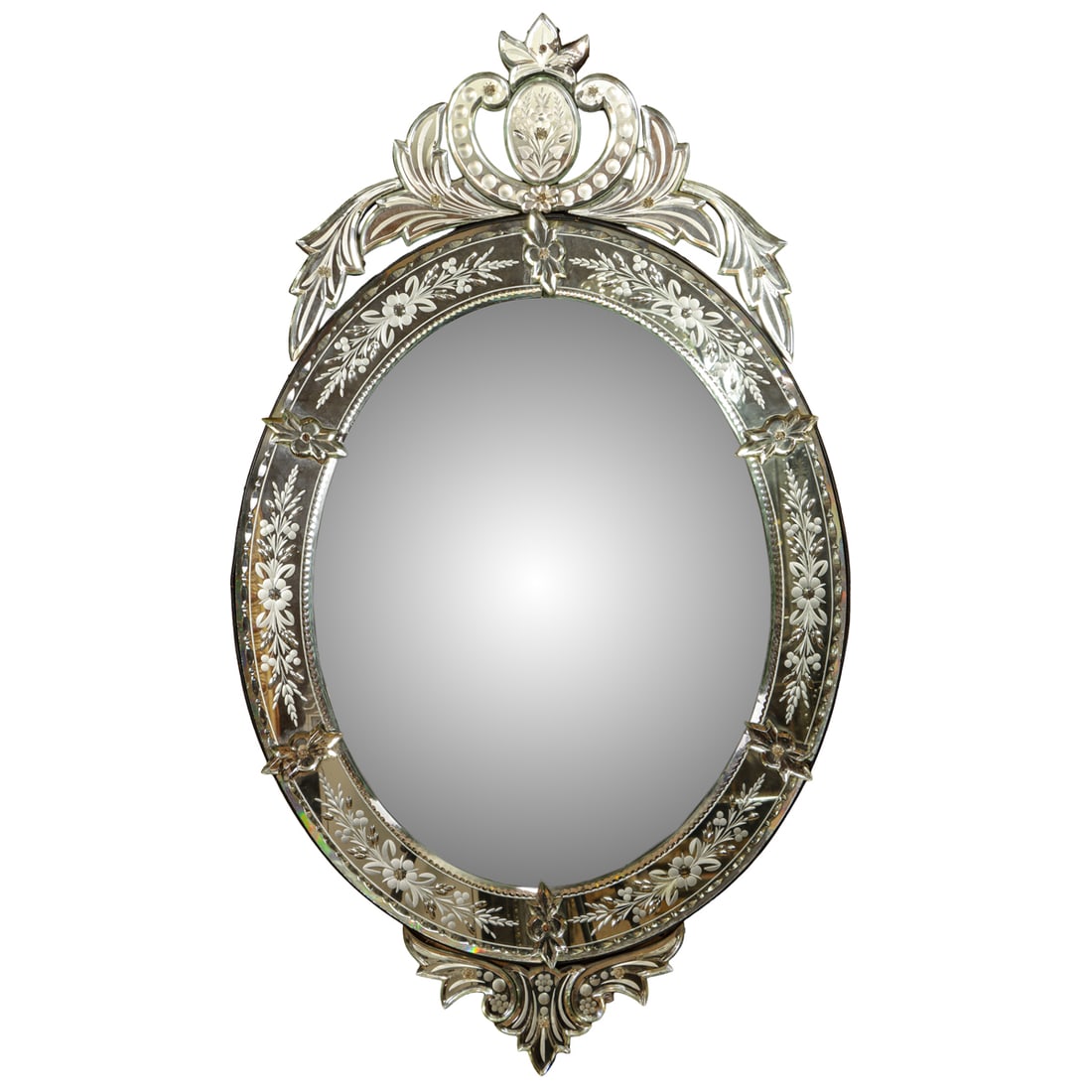 A Venetian reverse engraved oval mirror (1 of 3)