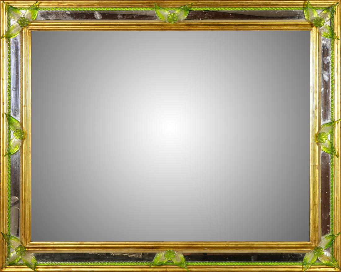 A Murano glass mounted giltwood mirror (1 of 3)