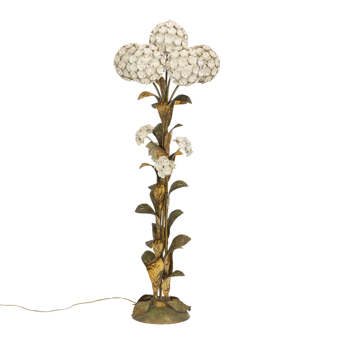 An Italian enameled and gilt brass hydrangea flower floor lamp (1 of 3)