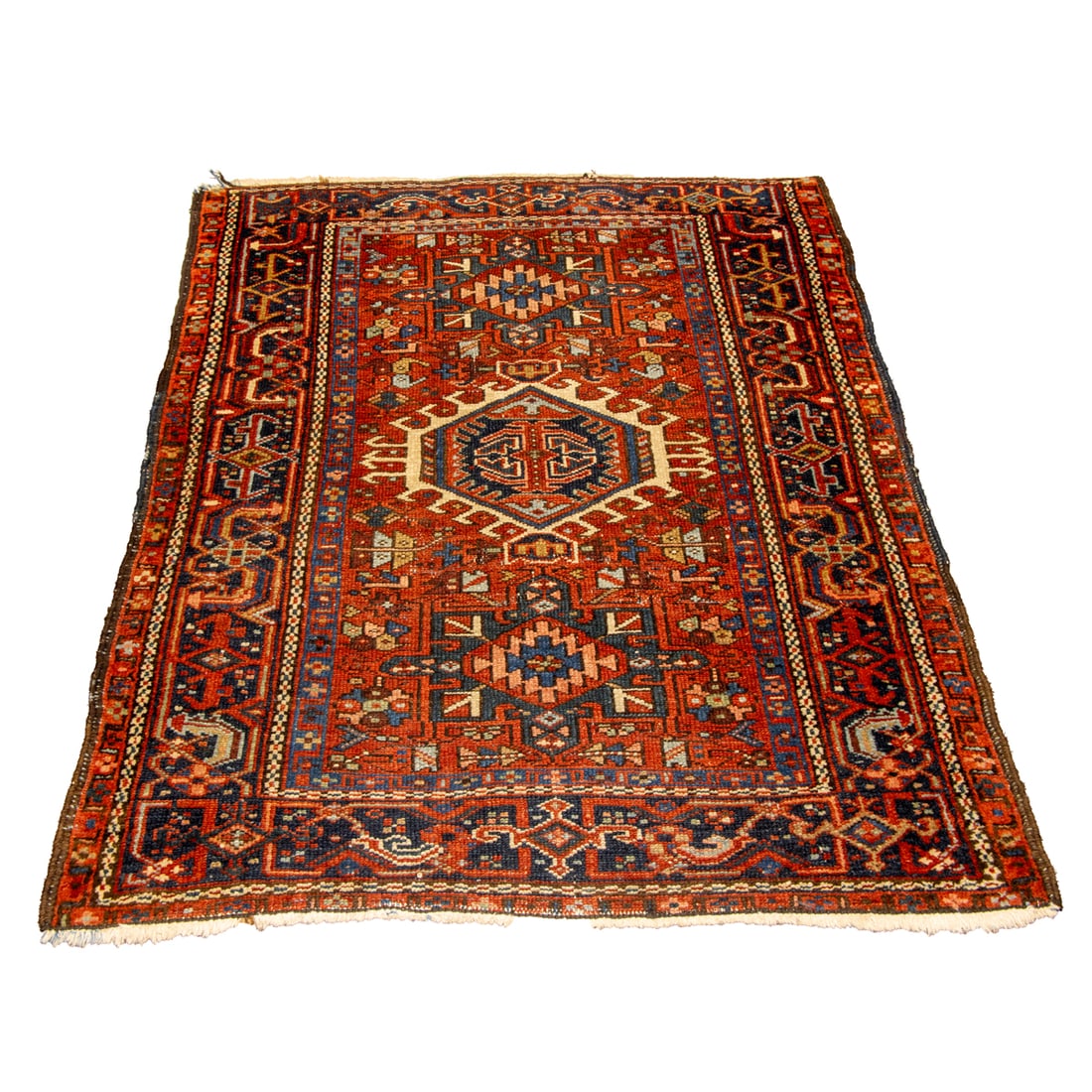 An antique Persian Heriz carpet, 3'3" x 4'1" (1 of 3)