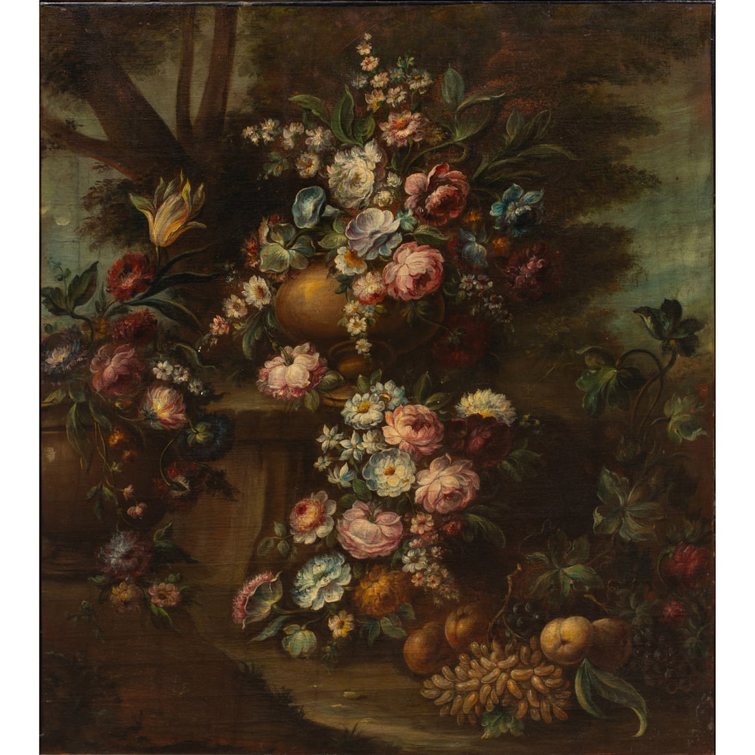 Painting, Continental School (18th/19th century): Continental School (18th/19th century), Still Life, oil on canvas, unsigned, canvas: 50"h x 41"w, overall (with frame): 53"h x 44.75"w. Provenance: From the Estate of Margaret G. Huntington; by descen