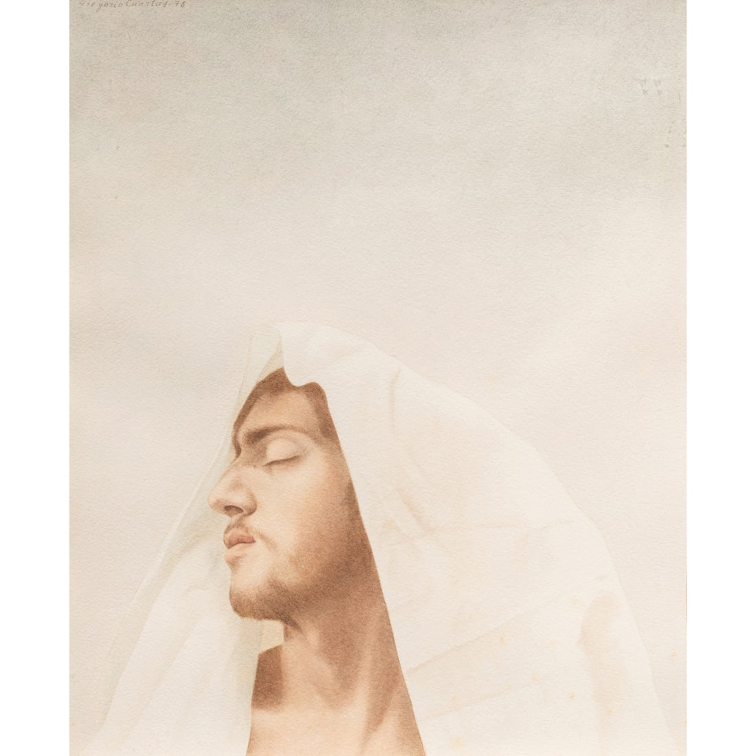 Watercolor, Gregario Cuartas: Gregario Cuartas (Colombian, b. 1938), Untitled (Portrait of a Man), 1970, watercolor, signed and dated upper left, sight: 22.5"h x 18.5"w, overall (with frame): 31.75"h x 27.25"w. Provenance: Purchas