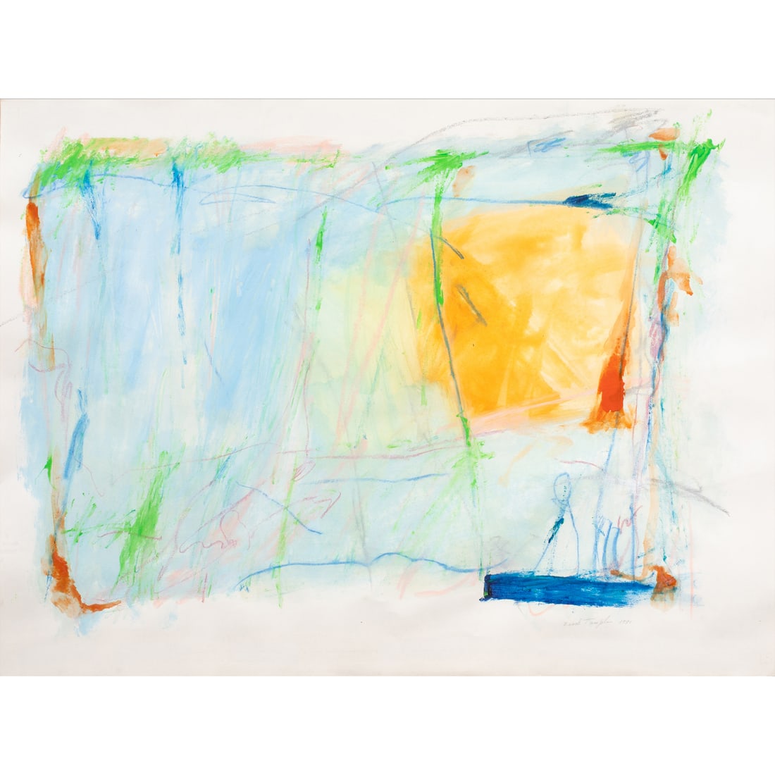 Work on paper, Brook Temple: Brook Temple (American, 20th/21st century), "Titan 132," 1981, mixed media on paper, signed and dated lower right, sheet: 22"h x 30"w, overall (with frame): 26"h x 33.5"w