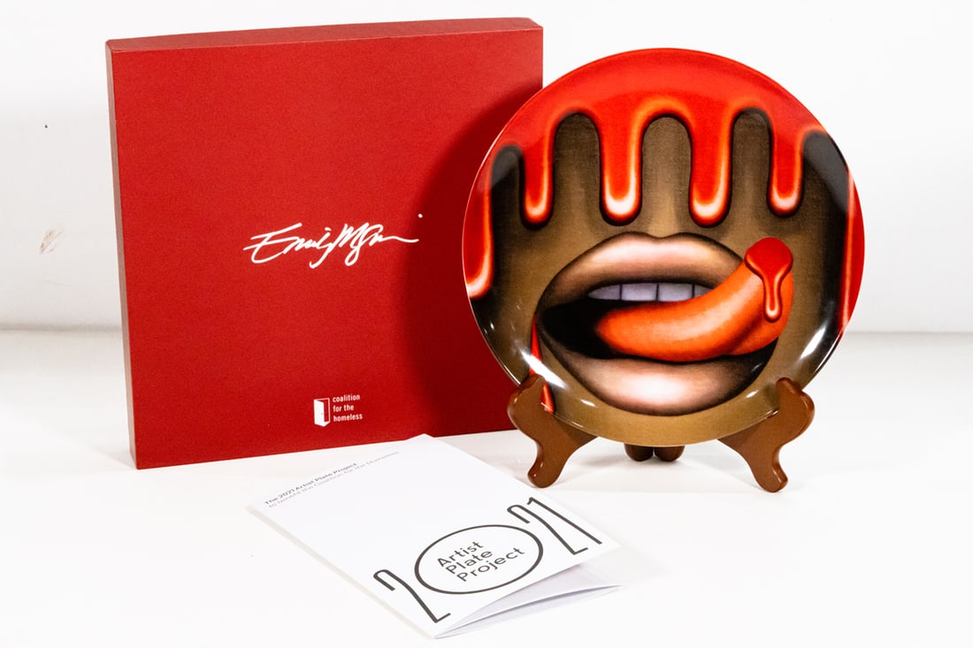 Ceramic Plate, Emily Mae Smith: Emily Mae Smith, (American, b. 1979), "Live Forever, 2020," 2021, bone china plate, stamped beneath, edition of 250, produced for the Coalition for the Homeless, overall: 10.75" diameter