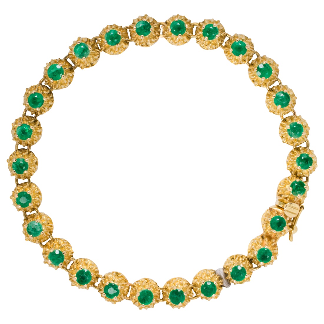 An emerald and 18k gold line bracelet (1 of 2)