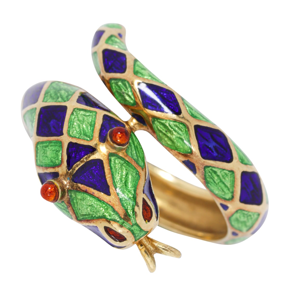 A Gucci enamel and 18k gold snake ring (1 of 2)