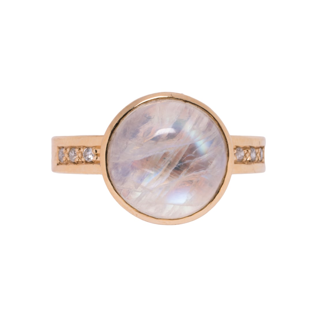 A moonstone, diamond, and 14k gold ring (1 of 2)